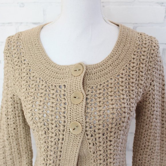 Talbots Short Sleeve Crochet Sweater - Picture 2 of 4